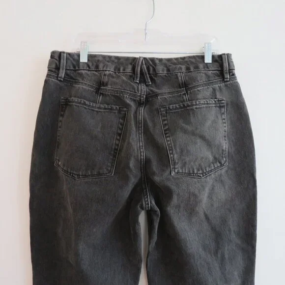 GOOD AMERICAN Good 90's Icon High Waisted Loose Ripped Jeans Black267 - Size 32 - Picture 11 of 14